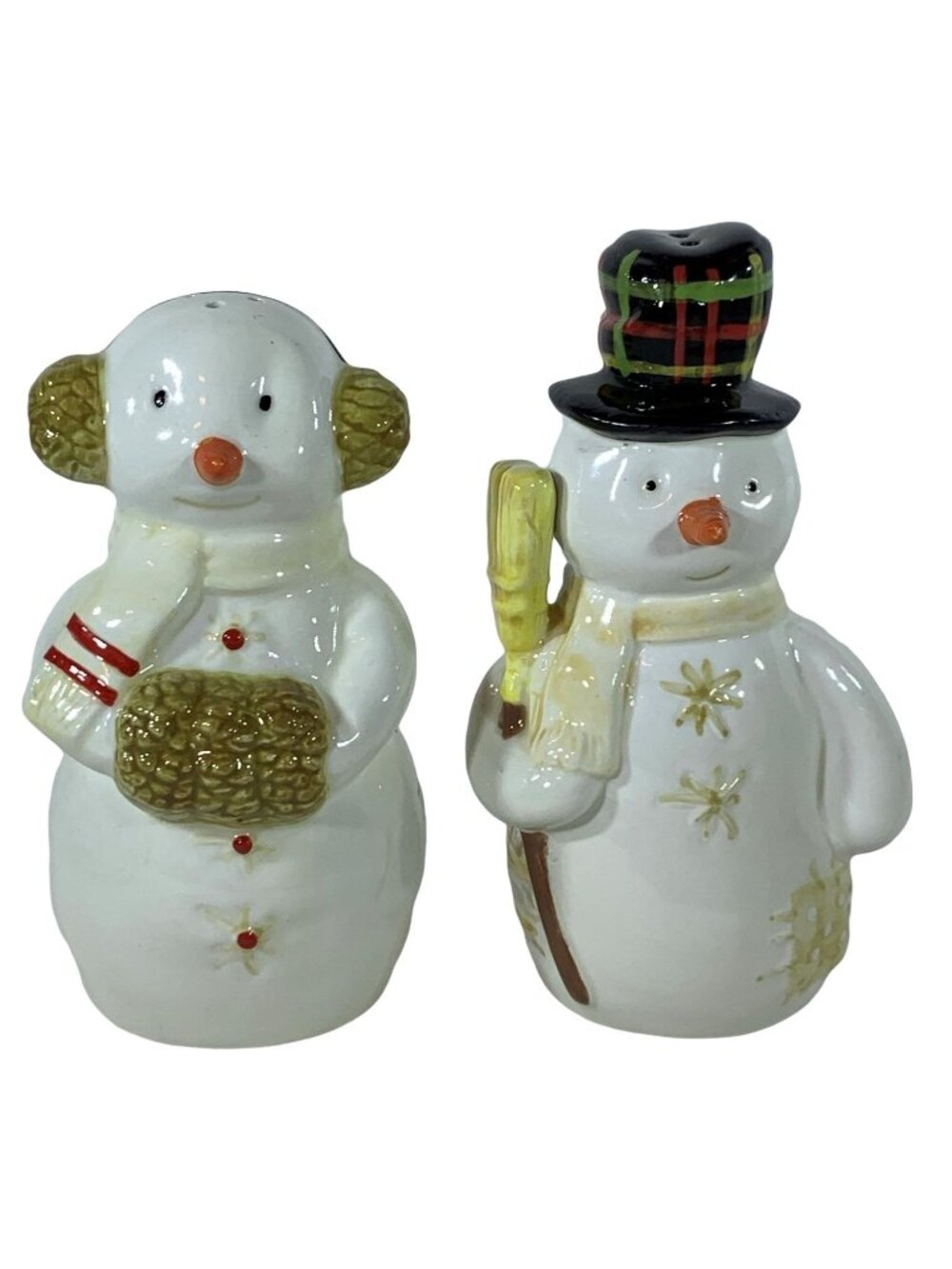 Vintage Snowman Hallmark Salt Pepper Shaker Set Ceramic Winter Christmas Table